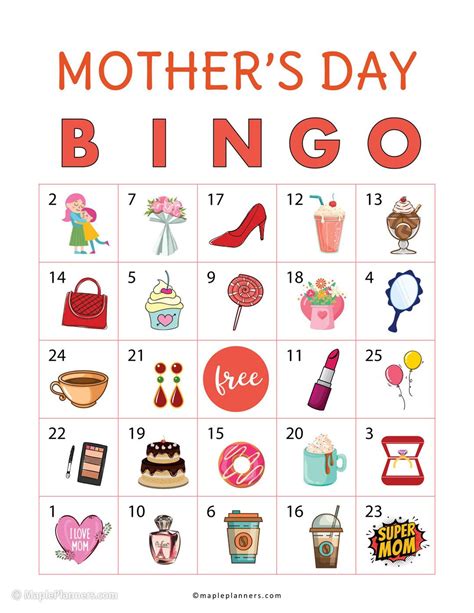 Free Printable Mother's Day Bingo Cards .